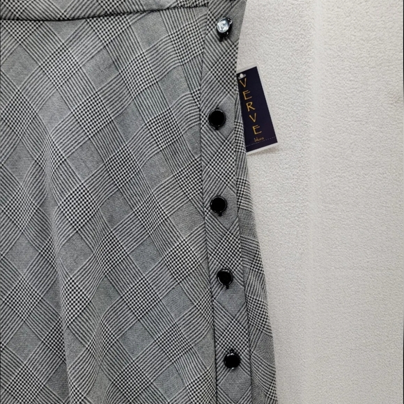 NWT VERVE Blues Check Asymmetrical Gray w/Buttons $60 Skirt Size-4 - Picture 3 of 8